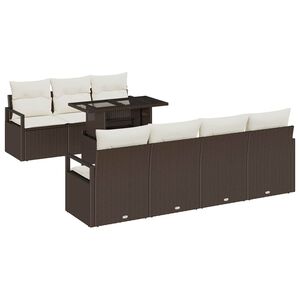 vidaXL Set de canapele pentru grădină cu pernă 8 pcs Maro Rattan poli