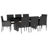 vidaXL Set mobilier de grădină cu perne, 9 piese, negru, poliratan