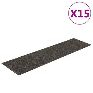 vidaXL Covorașe autoadezive pentru scări, 15 buc., 76x20 cm, antracit, dreptunghiulare