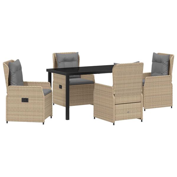 vidaXL Set de masă pentru grădină 5 pcs Beige și gri deschis poliratan