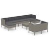 vidaXL Set mobilier de grădină cu perne, 10 piese, gri, poliratan