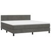 vidaXL Pat box spring cu saltea, gri &icirc;nchis, 180x200 cm, catifea