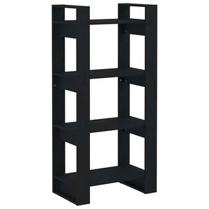 vidaXL Bibliotecă/Separator cameră,negru, 60x35x125 cm, lemn masiv pin