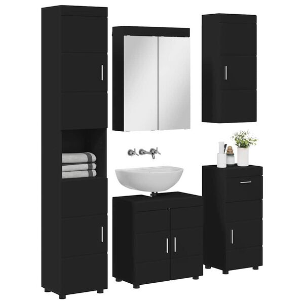 vidaXL Set de mobilier pentru baie cu sertar TULUM Negru Lemn compozit
