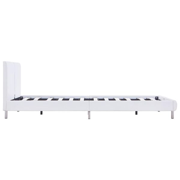 vidaXL Cadru de pat fără saltea piele artificială albă 135x190 cm
