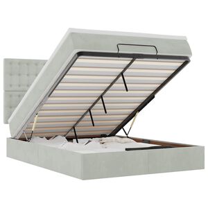 vidaXL Cadru de pat otoman cu saltele Gri deschis 140x190cm catifea