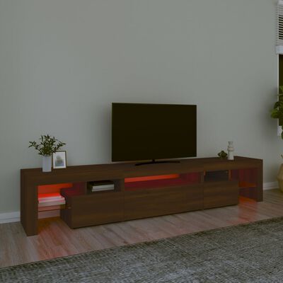 vidaXL Comodă TV cu lumini LED, stejar maro, 215x36,5x40 cm