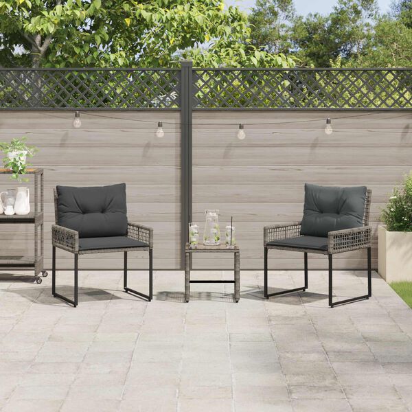 vidaXL Set de Mobilier pentru Exterior cu pernă 3 pcs Gri