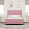 vidaXL Pat cu arcuri cu headboard Roz 160 x 200 cm Catifea