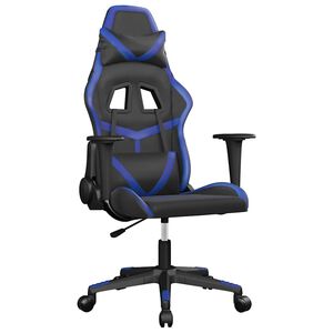 vidaXL Scaun de gaming de masaj, negru și albastru, piele ecologică