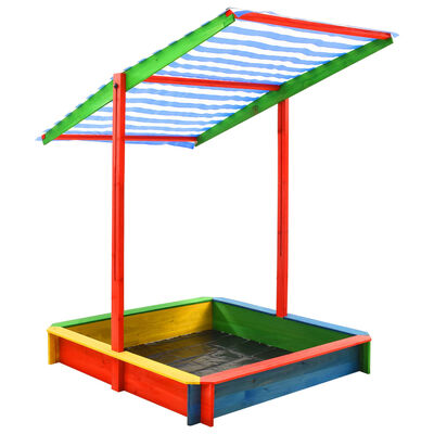 vidaXL Cutie de nisip cu acoperiș ajustabil multicolor lemn brad UV50