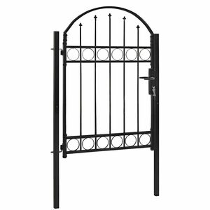 vidaXL Poartă de gard ASSEN cu blat arcuit din oțel, 100x125 cm, negru