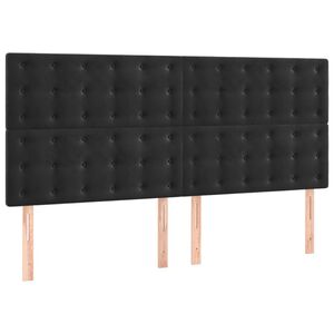 vidaXL Tăblie de pat neagră 200x5x118/128 cm catifea