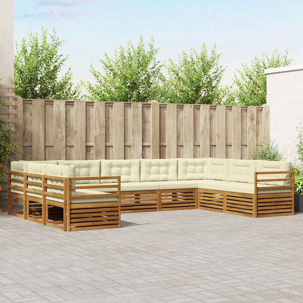 vidaXL Seturi de canapele 9 pcs Natural și Crem Lemn Solid de Acacia