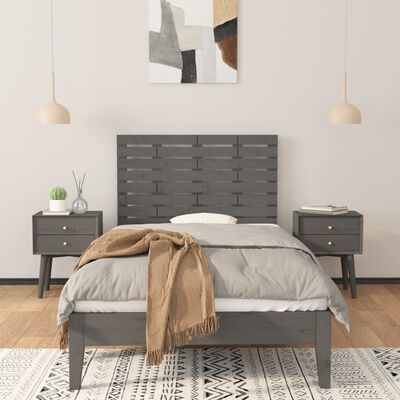 vidaXL Tăblie de pat pentru perete, gri, 81x3x63 cm, lemn masiv pin