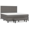 vidaXL Pat box spring cu saltea, gri, 180x200 cm, piele ecologică