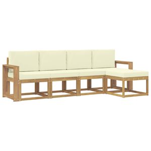 vidaXL Set de canapele de exterior cu pernă 5 pcs Alb și crem