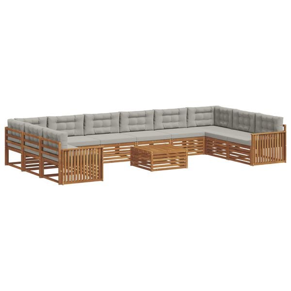 vidaXL Seturi de canapele cu pernă 11 pcs Gri natural și deschis