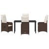 vidaXL Set de masă pentru grădină cu pernă 5 pcs Maro Rattan poli