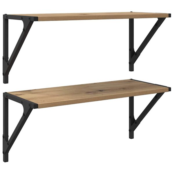 vidaXL Șemele de perete 2 pcs Stejar Artizanal 60 x 25 x 25,5 cm