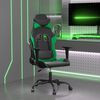 vidaXL Scaun de gaming de masaj, negru și verde, piele ecologică