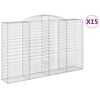 vidaXL Coșuri gabion arcuite 15 buc, 300x50x180/200 cm fier galvanizat