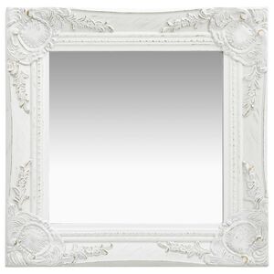 vidaXL Oglindă de perete &icirc;n stil baroc, alb, 40 x 40 cm