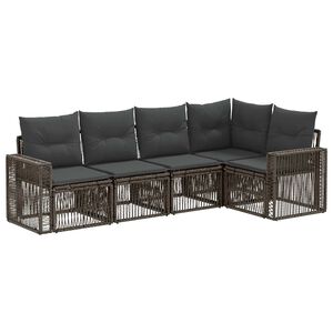 vidaXL Set de canapele pentru grădină 5 pcs Gri și gri &icirc;nchis