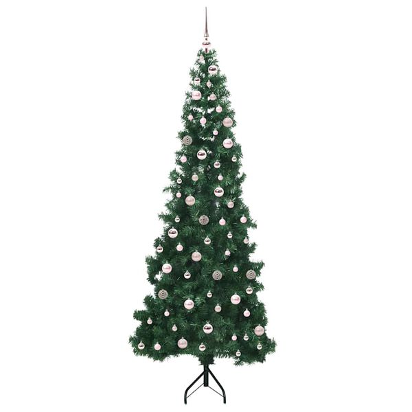 vidaXL Pom de Crăciun Artificial pentru Colț Verde 240 cm PVC și Metal