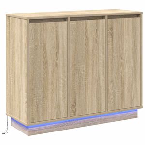 vidaXL Bufet LED Stejar Sonoma 90 x 32 x 75 cm Lemn prelucrat