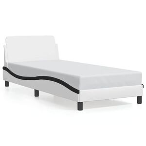 vidaXL Cadru de pat, Dover, alb și negru, 90x200 cm piele ecologică