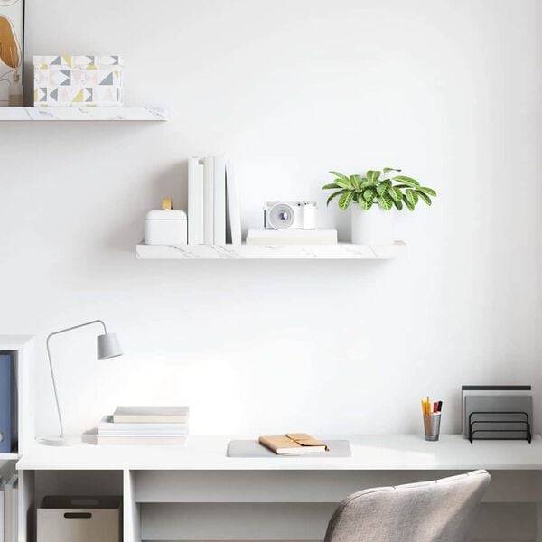 vidaXL Raft de perete Marmură albă 80 x 23,5 x 4 cm Lemn compozit