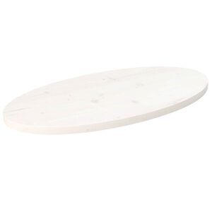 vidaXL Blat de masă, alb, 70x35x2,5 cm, lemn masiv de pin, oval