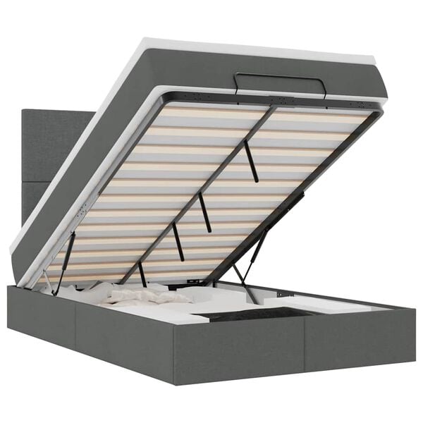 vidaXL Cadru pat otoman cu saltea țesătură gri închis 120x200 cm