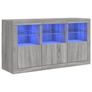 vidaXL Servantă cu lumini LED, gri sonoma, 123x37x67 cm