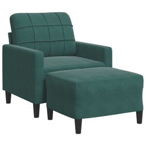 vidaXL Fotoliu canapea cu taburet, verde &icirc;nchis, 60 cm, catifea