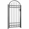vidaXL Poartă de gard ASSEN cu v&acirc;rf arcuit și 2 st&acirc;lpi 105x170 cm, negru