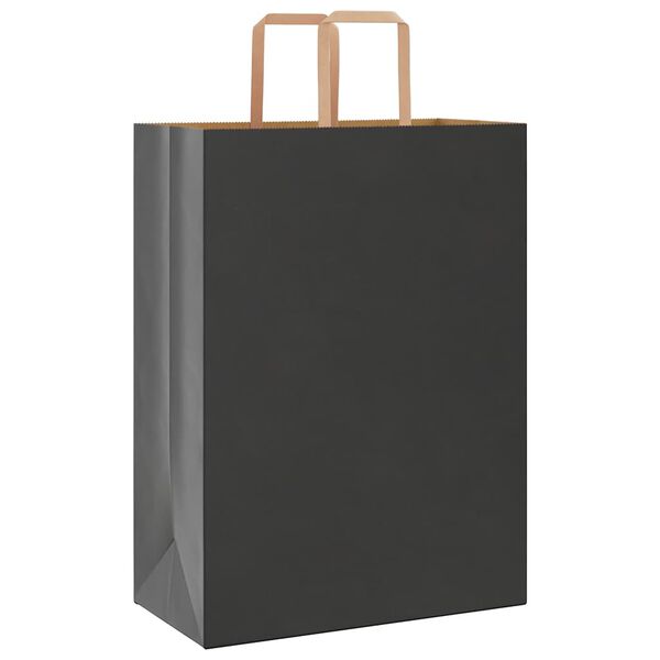 vidaXL Pungi de h&acirc;rtie 50 buc cu m&acirc;nere negre 32x17x44 cm