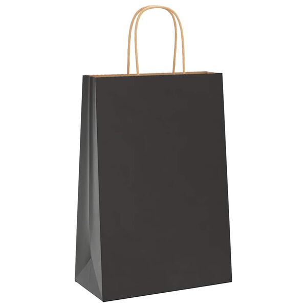 vidaXL Pungi de h&acirc;rtie 50 buc cu m&acirc;nere negre 21x11x31 cm