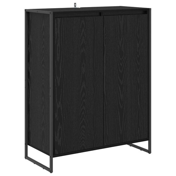 vidaXL Dulap pentru pantofi cu ușă Stejar Negru 79 x 36 x 100 cm