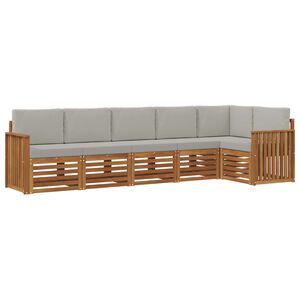 vidaXL Set canapea sectională cu pernă 6 pcs Gri natural și deschis