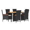 vidaXL Set mobilier de grădină cu perne, 7 piese, negru, poliratan