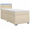 vidaXL Pat box spring cu saltea și LED Crem 90 x 190 cm Țesătură