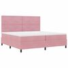 vidaXL Pat cu arcuri cu saltea cu headboard Roz 200 x 200 cm țesătură