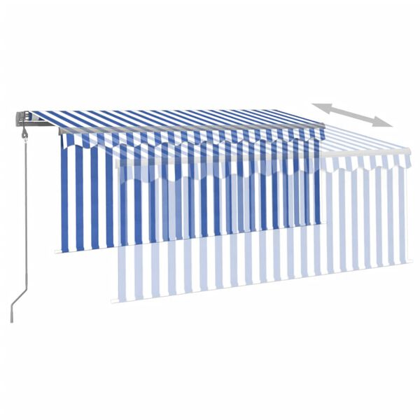 vidaXL Copertină retractabilă automat cu stor, albastru & alb, 3x2,5 m