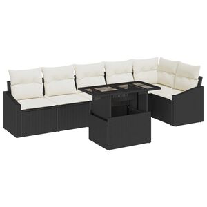 vidaXL Set de canapele pentru grădină 7 buc. Negru și Crem