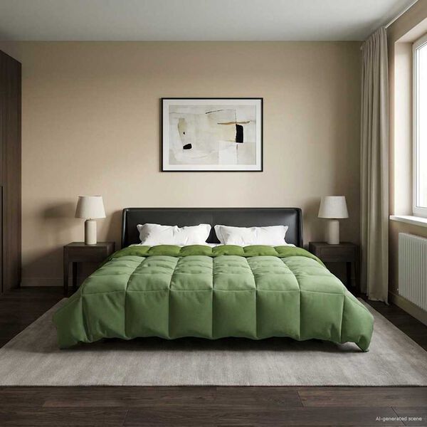 vidaXL Duvet de iarnă Patos Verde 200 x 200 cm Microfibră