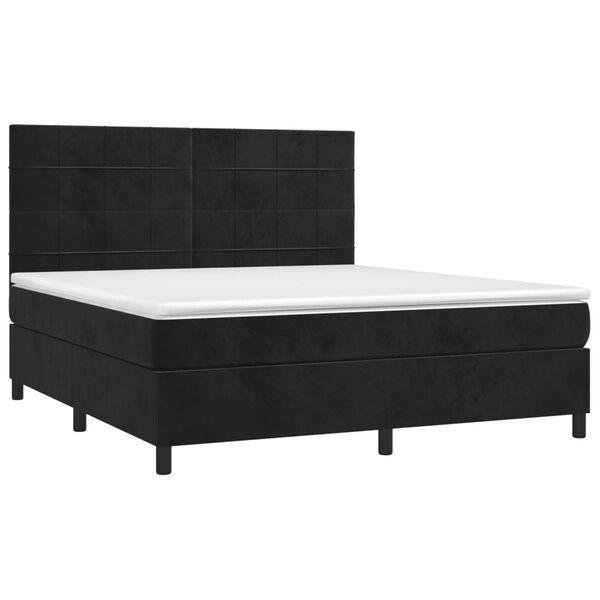 vidaXL Pat box spring cu saltea, negru, 160x200 cm, catifea
