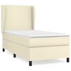 vidaXL Pat box spring cu saltea, crem, 100x200 cm, piele ecologică