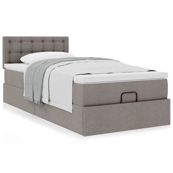 vidaXL Cadru de pat otoman cu saltea Taupe 90x190cm Material